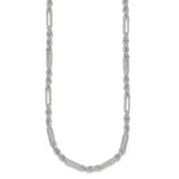 Sterling Silver Polished Textured 4.5mm Figaro Rope 18 inch Necklace